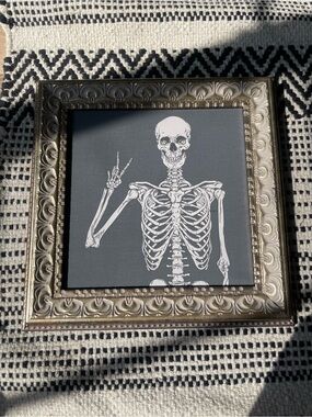 Petal Lane hippy skeleton framed print